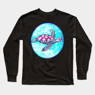 Turtle summer beach -  turtle lovers sparkly magical beautiful sea creature funny sea turtle Long Sleeve T-Shirt